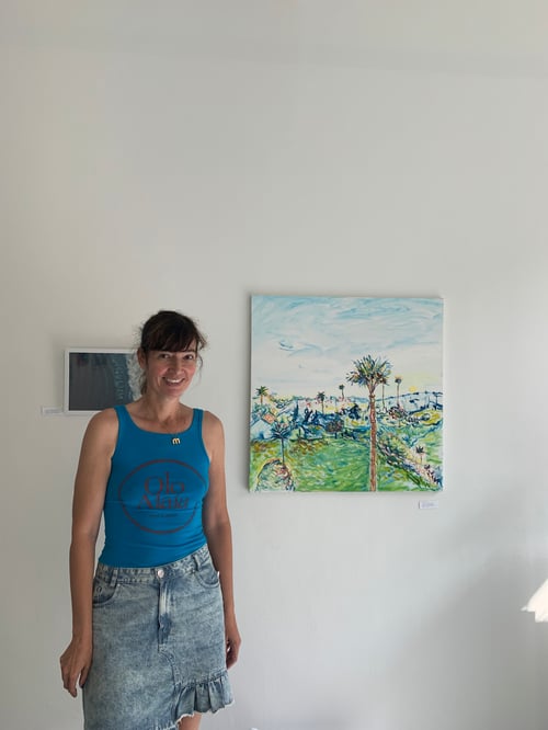 Image of Jardines Palm 30" x 30" oil on canvas painting