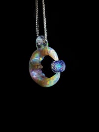 Image 1 of Mixed color moon with spining opal & dichro marble 💚💜🩵