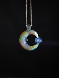 Image 2 of Mixed color moon with spining opal & dichro marble 💚💜🩵