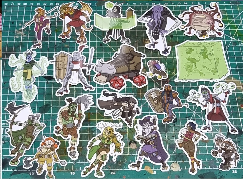 Image of Dungeons & Dragons & Derby 20 sticker collection