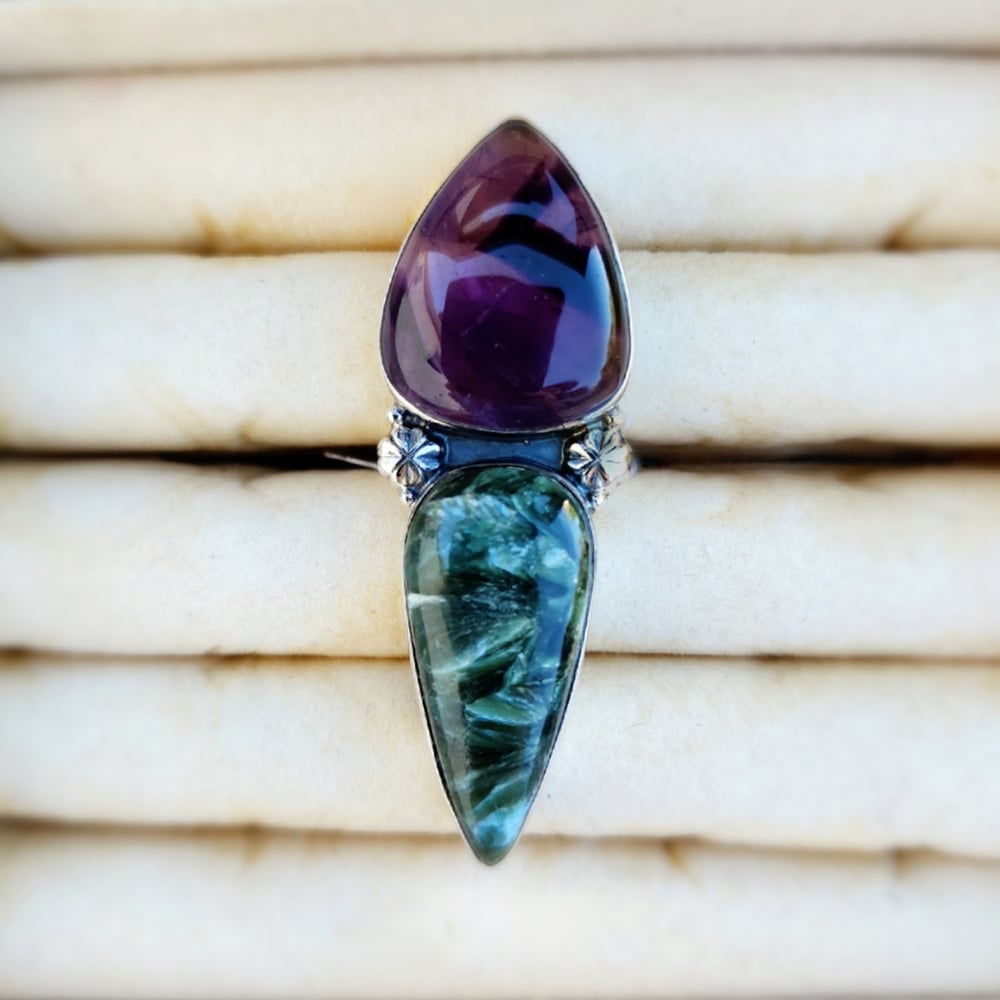 Image of Sophia - Amethyst & Seraphinite Statement Ring