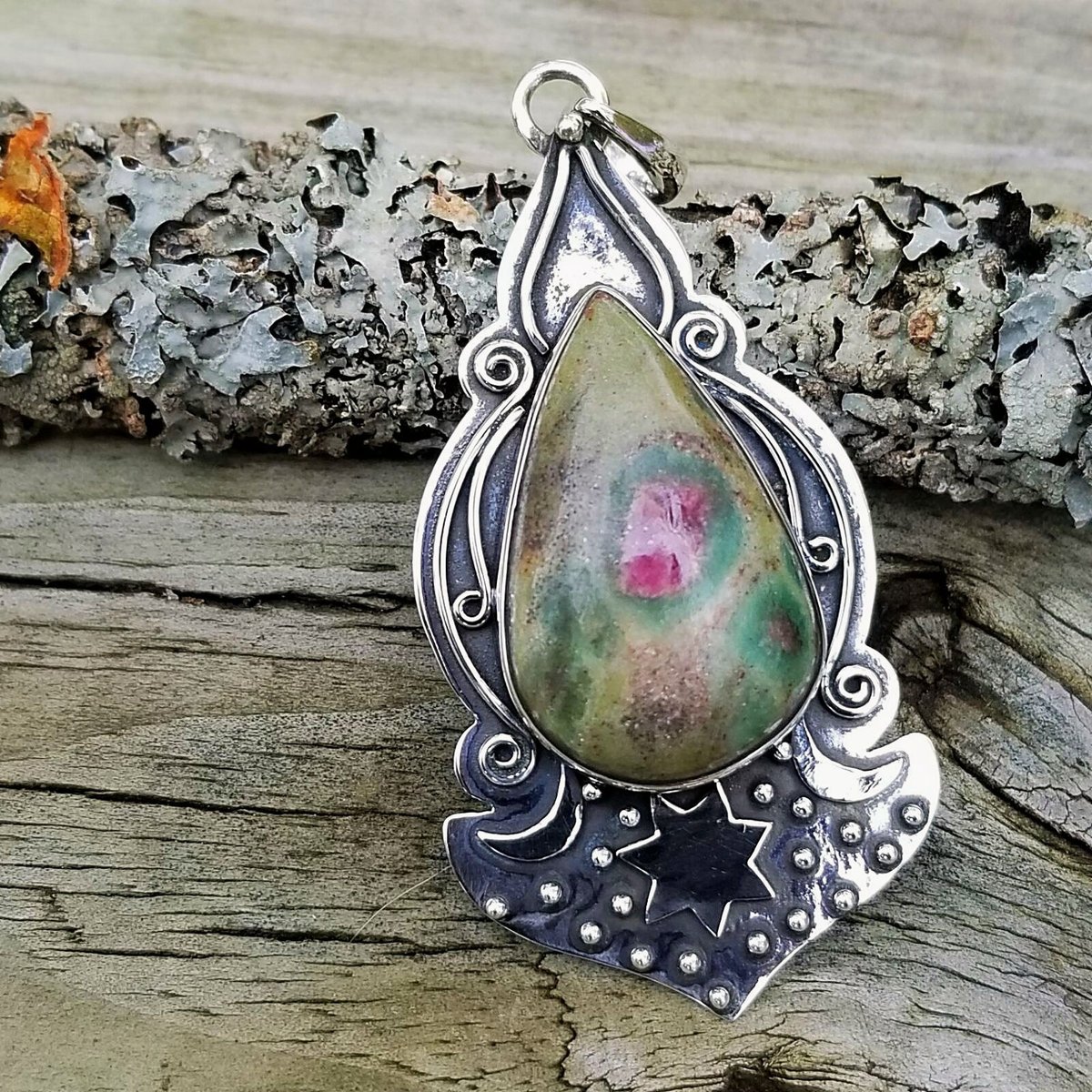Image of Romany Boho - Ruby Fuchsite Pendant in Sterling Silver