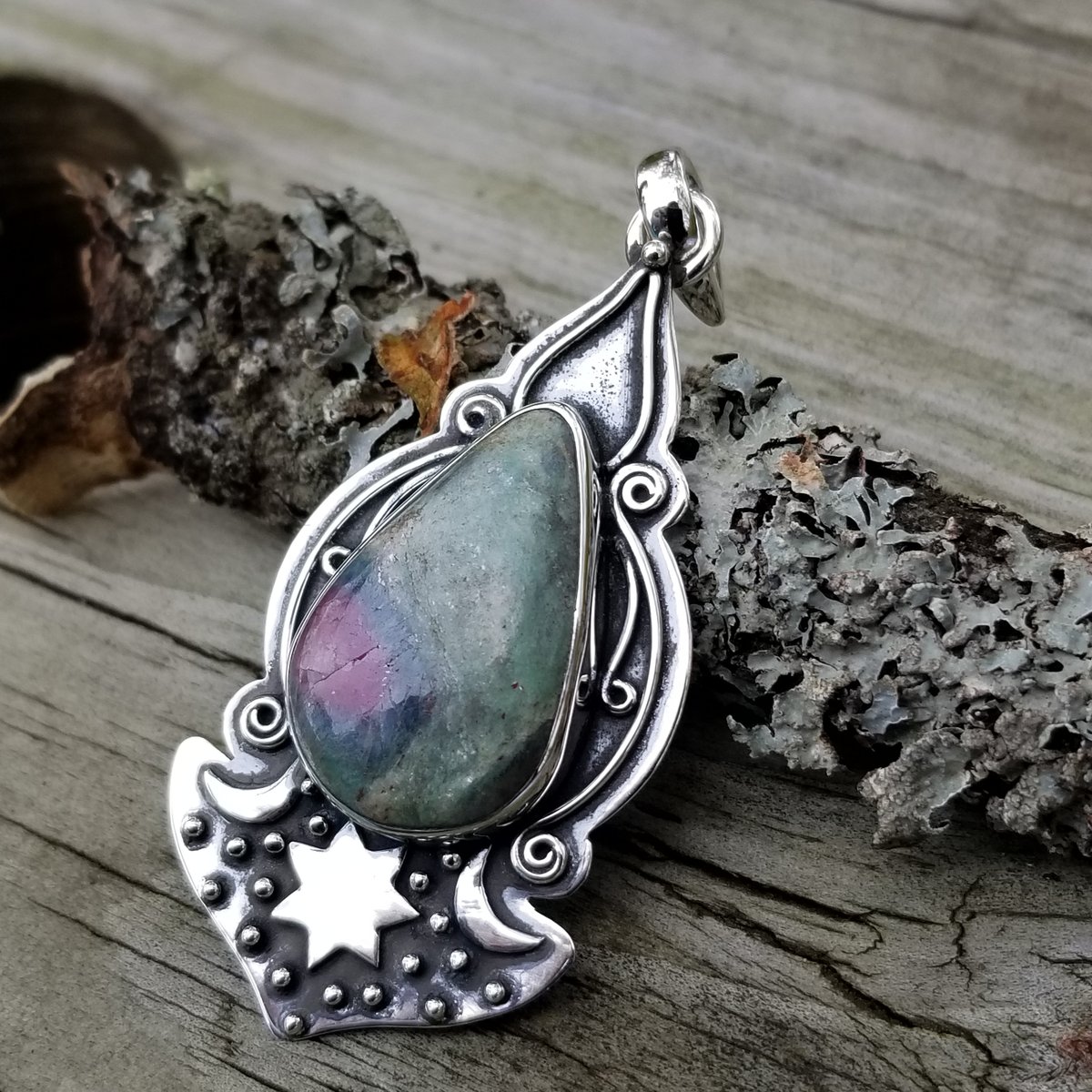 Image of Romany Boho - Ruby Fuchsite Pendant in Sterling Silver