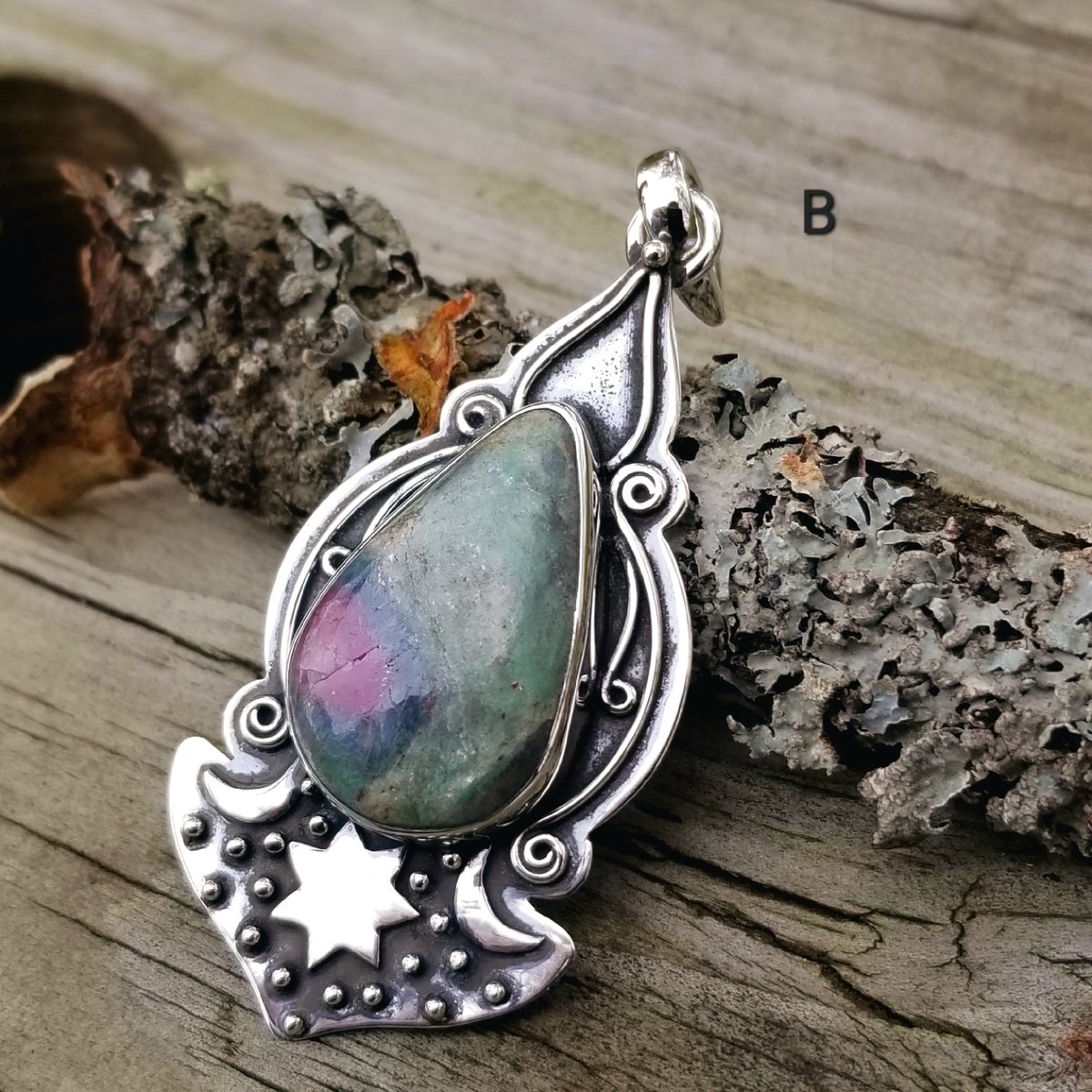 Image of Romany Boho - Ruby Fuchsite Pendant in Sterling Silver