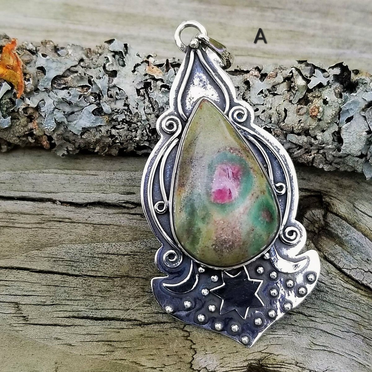 Image of Romany Boho - Ruby Fuchsite Pendant in Sterling Silver