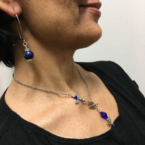 Image of "Inner Peace and Strength" Earrings - Lapis with hand crafted Balinese sterling silver caps.