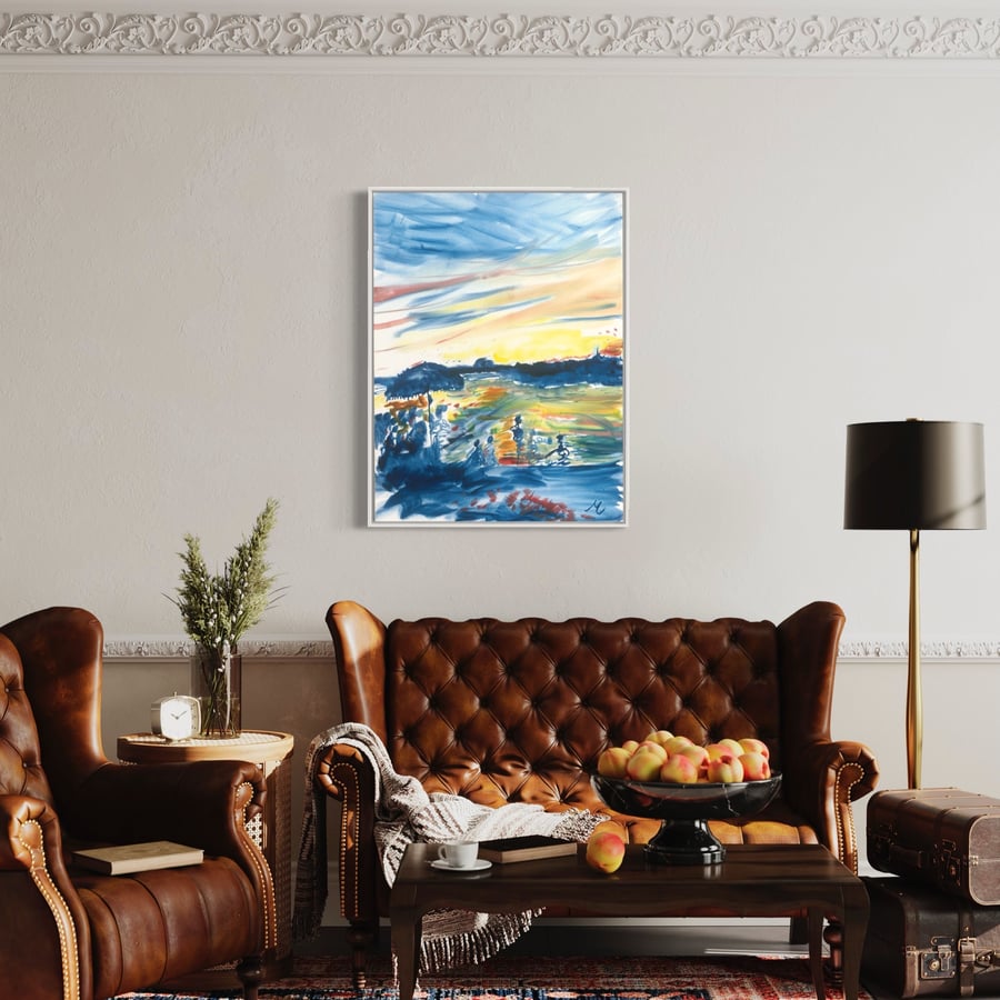 Image of Surf Lodge 30" x 40" painting (framed). First of the series