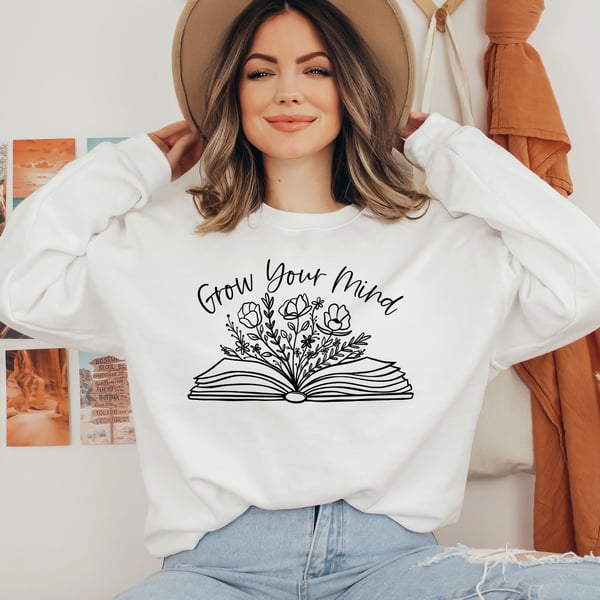 Image of Crewneck sweatshirt, Women's sweatshirt, Gift sweatshirt, Reading sweatshirt, Bookworms sweatshirt