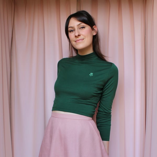 Image of Phuncle Cropped Merino Turtleneck - Evergreen