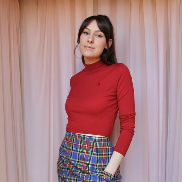 Image of Phuncle Cropped Merino Turtleneck - Ruby 