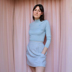 Image of Phuncle Cropped Merino Turtleneck - Duckegg Blue