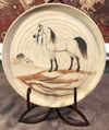 Artist Signed 10" Clay Plate with Horse Artwork