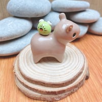 Image 5 of capybara with frog ceramic figurine