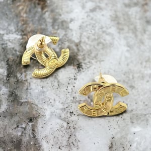 Image of Authentic Preloved Cc Button Gold Earrings 