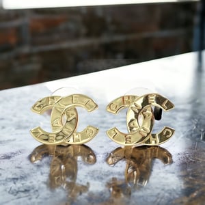 Image of Authentic Preloved Cc Button Gold Earrings 