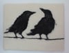 2 crows on a line, felted drawing