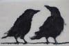 2 crows on a line, felted drawing