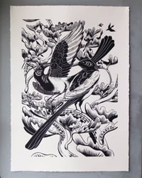 Image 1 of Magpies! - Linocut Print