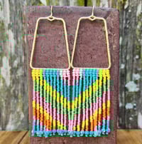 Image 2 of Pastel Striped Fringe Earrings