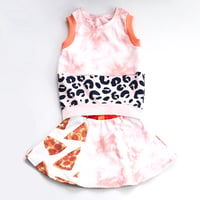 Image 3 of blush pink pizza slices tiedye leopard separates 8 8/10 vest sweatshirt skirt set courtneycourtney
