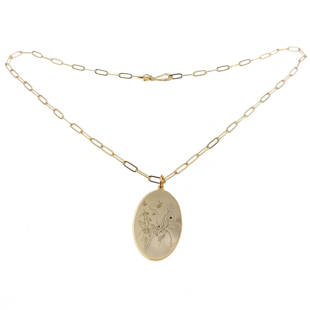 Image of Taurus Zodiac Necklace collaboration with VERAMEAT Gold Brass 18" chain