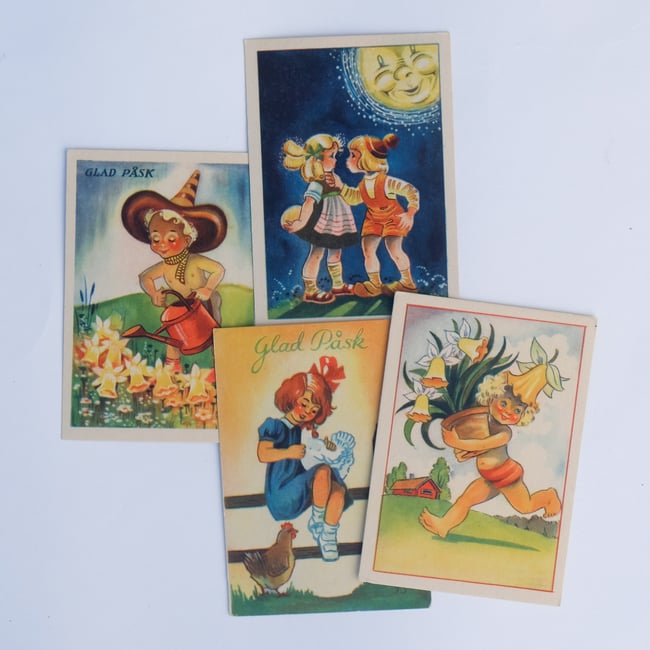Set of 4 Vintage Easter Postcards no 1