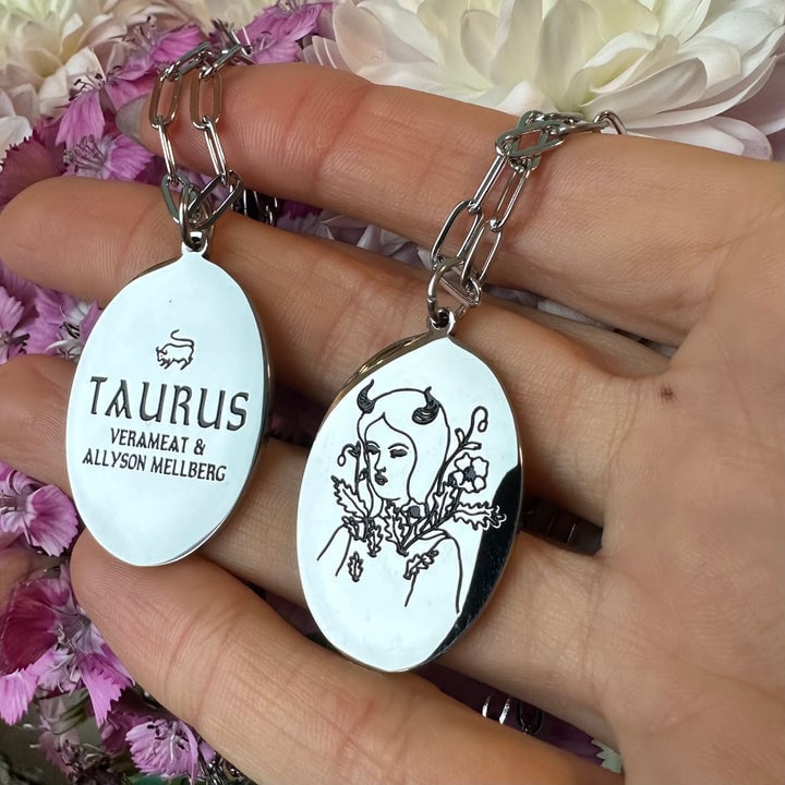 Image of Taurus Zodiac Necklace collaboration with VERAMEAT Gold Brass 18" chain