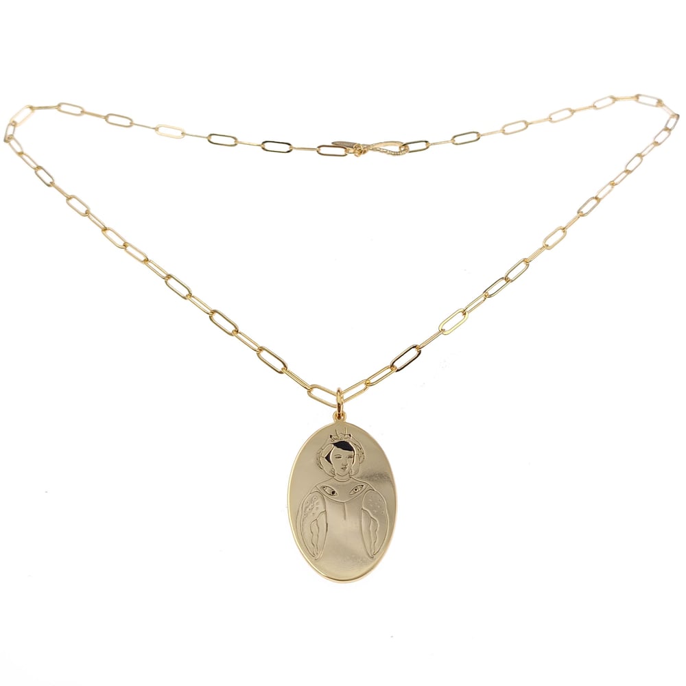 Image of Cancer Zodiac Necklace collaboration with VERAMEAT Gold Brass 18" chain 