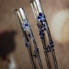 Set of 2 Flower Glass Straws