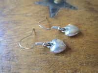 Image 2 of Silver Puffy Hearts Charm Earrings 