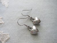 Image 4 of Silver Puffy Hearts Charm Earrings 