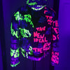 UV GLOW YELLOW & PINK "THE NEW IDEAL" HAND PAINTED VINTAGE BIKER JACKET