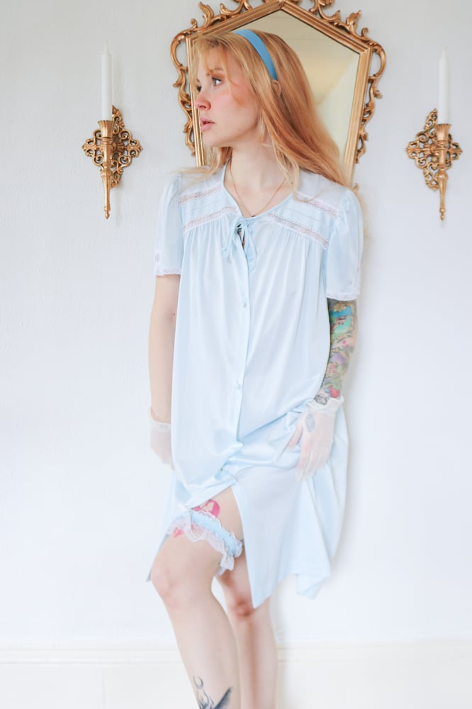 Image of Vintage Lorraine Pastel Cinderella Style Button Up Robe (Small)