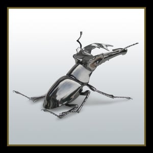 Image of Foxed Chrome Plated Stag Beetle Sculpture