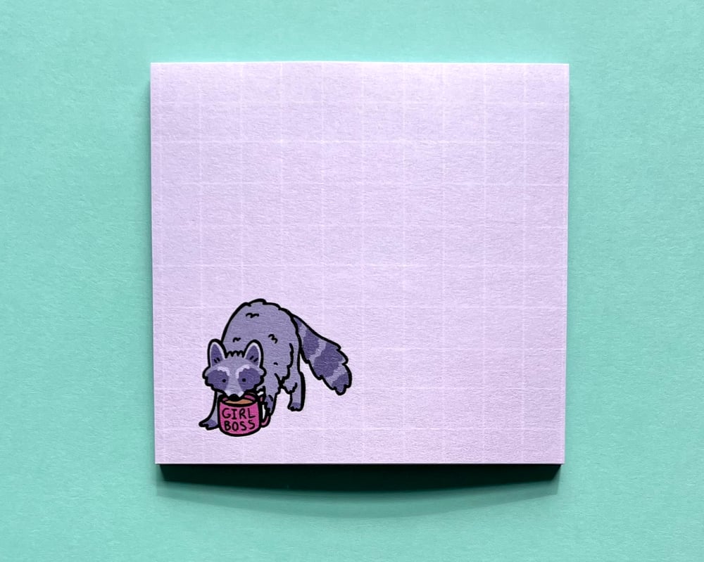 Image of Girl boss raccoon sticky notes