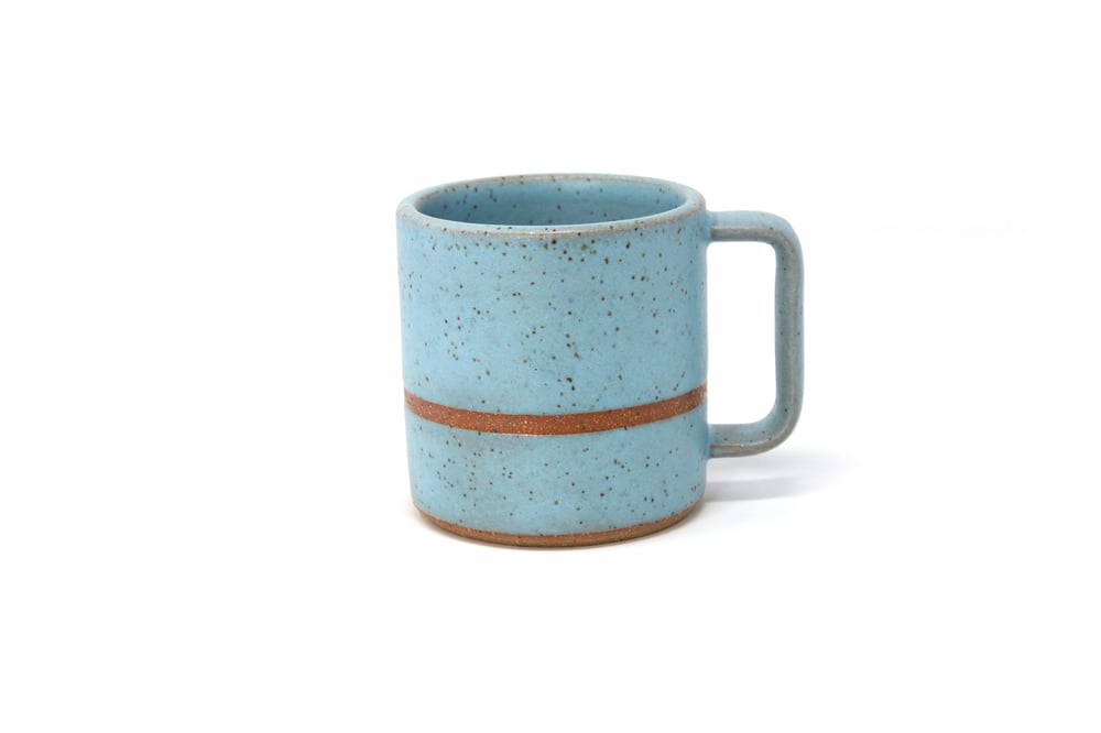 Image of Classic Striped Mug - Sky Blue, Speckled Clay