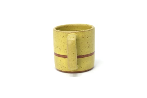 Image of Classic Striped Mug - Lemon Creme, Speckled Clay