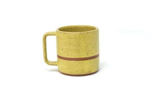 Image of Classic Striped Mug - Lemon Creme, Speckled Clay