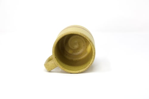 Image of Classic Striped Mug - Lemon Creme, Speckled Clay