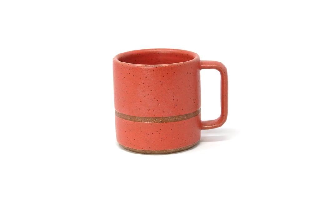 Image of Classic Striped Mug - Coral, Speckled Clay