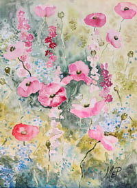 Image 2 of Poppies in Dappled Light  -Watercolor Painting