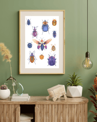 Image 2 of Nature's jewelry Beetles Watercolor Illustration PRINT 