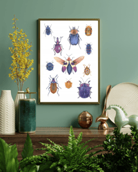 Image 3 of Nature's jewelry Beetles Watercolor Illustration PRINT 