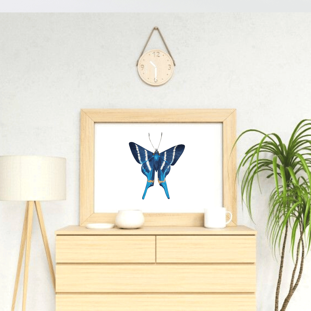 Image of Blue Butterfly Watercolor Illustration PRINT 