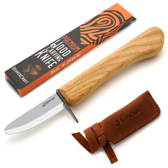 BeaverCraft Sloyd Knife C4S 3.14 inch Wood Carving Sloyd Knife with Leather Sheath for Whittling and Roughing for Beginners and Profi Durable High