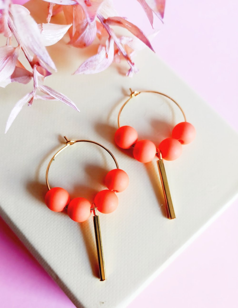 Image of Pendientes ARO GRANDE NAHLA - Coral