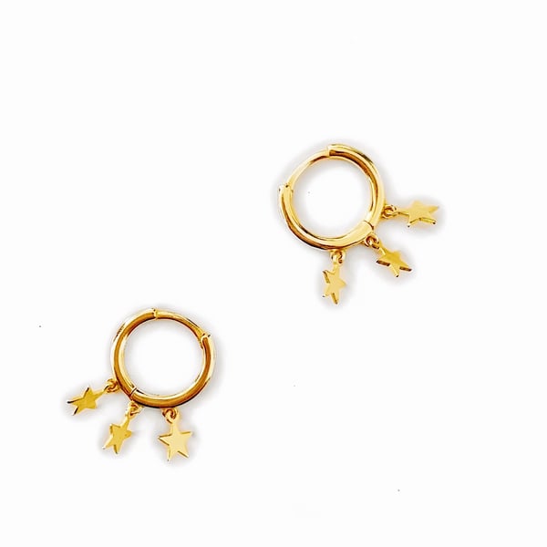 Image of Gold Star Hoop Earrings 
