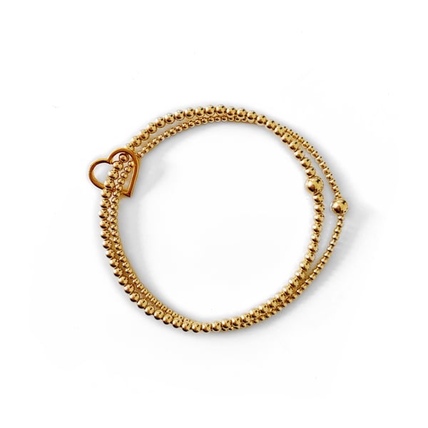 Image of Gold Double Heart Connector Bracelet
