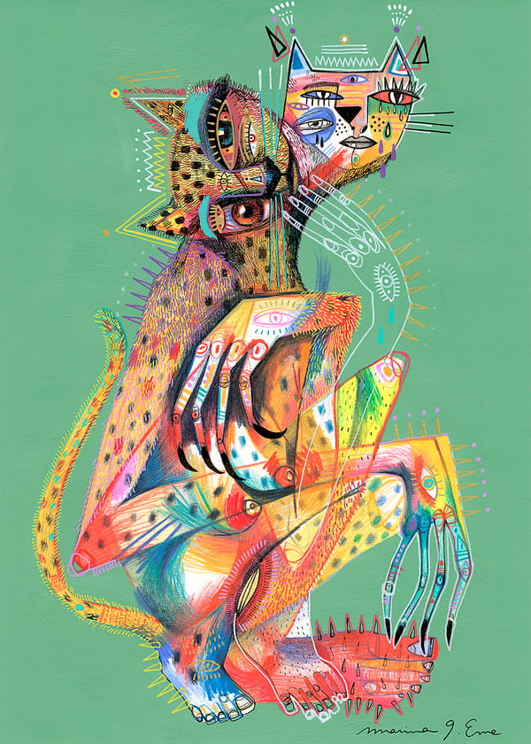 Image of Leopard woman - Green
