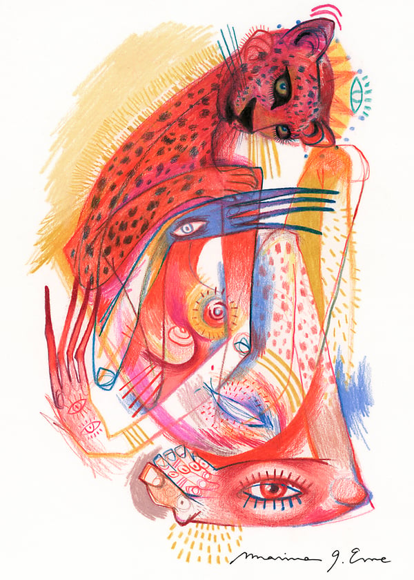Image of Red leopard woman